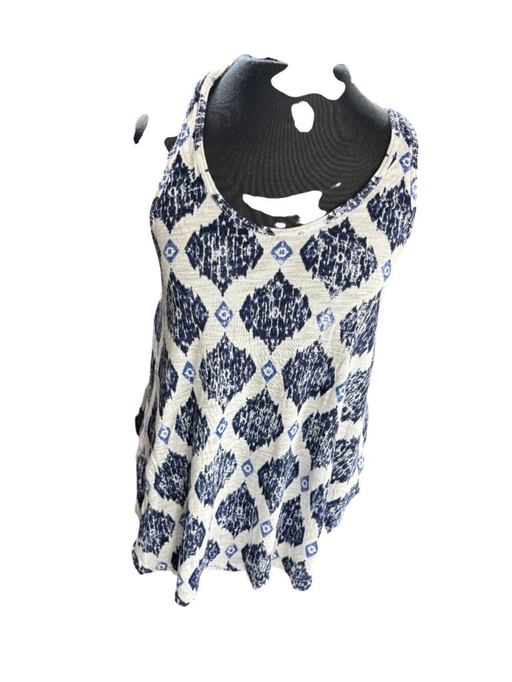 Aeropostale Blue & White Diamond Pattern Racerback Tank Top M